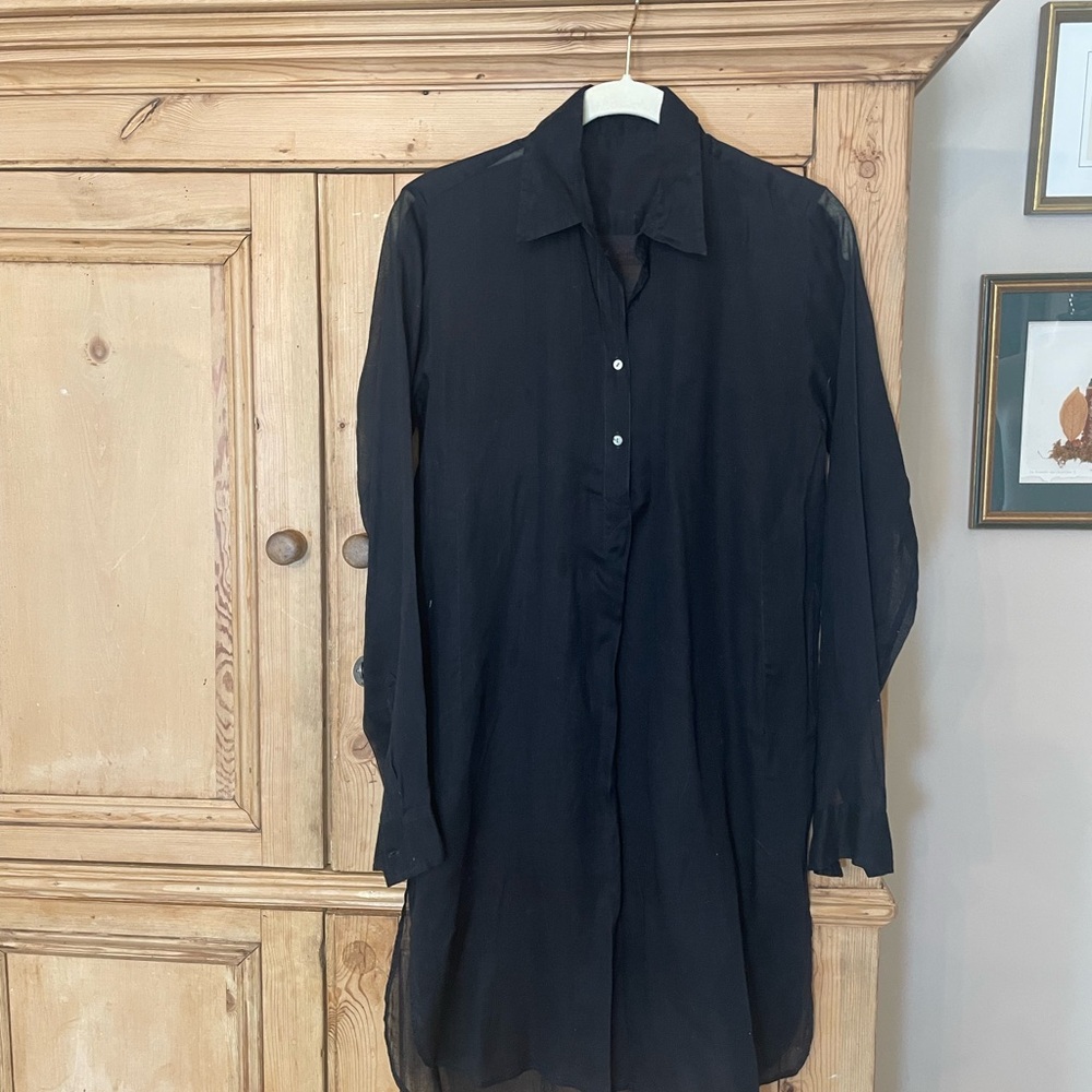 Matta Black Sheer Button-Up Tunic
